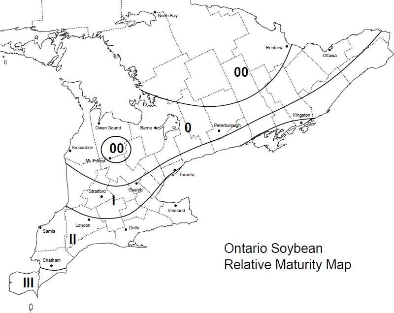 Ontario Soybean Relative Maturity Map
